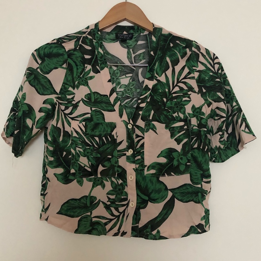 Top shop palm leaf printed crop top